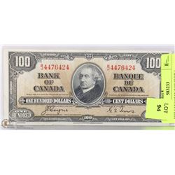 1937 CANADIAN $100.00 BILL.
