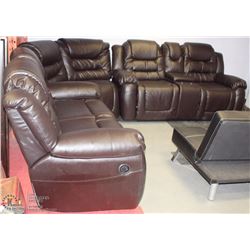 NEW CARL DELUXE BROWN LEATHERETTE DELUXE RECLINING