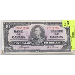 1937 CANADIAN $10.00 BILL