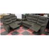 Image 2 : NEW SAGE GREEN FABRIC RECLINING SOFA AND LOVE SEAT
