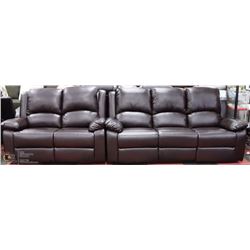 NEW BROWN LEATHERETTE RECLINING SOFA AND