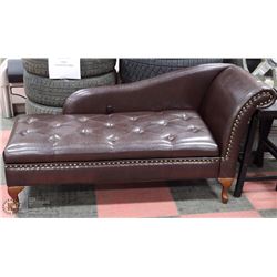 NEW BROWN LEATHERETTE STORAGE CHAISE LOUNGE CHAIR