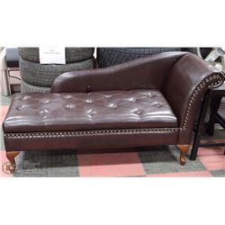 NEW BROWN LEATHERETTE STORAGE CHAISE LOUNGE CHAIR