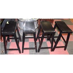 4 WOOD STOOLS