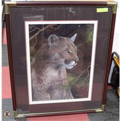 RANDY FEHR "WATCHFUL EYE " COUGAR PICTURE IN BRASS