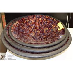 3 ASSORTED MOSAIC ROUND BOWLS