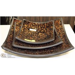 3 ASSORTED MOSAIC SQUARE PLATES