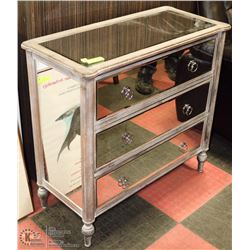 MIRRORED 3 DRAWER DRESSER. 33":X15"X32"H