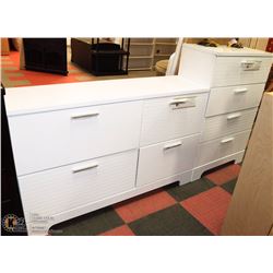 WHITE 4 DRAWER DRESSER WITH CHEST OF DRAWERS