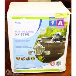 MAN IN BARRELL SPITTER FOUNTAIN.