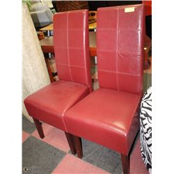 PAIR OF RED SHOWHOME ACCENT CHAIRS.