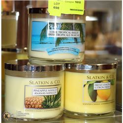 LOT OF 3 ASSORTED SCENTED CANDLES