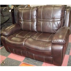 NEW BROWN LEATHERETTE LOVE SEAT ONE RECLINER