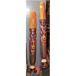 A PAIR OF ORIENTAL MASKS / STATUES 60” HIGH