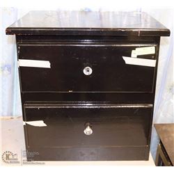 2 DRAWER BLACK PAINTED WOOD NIGHT STAND 17X22X21.5