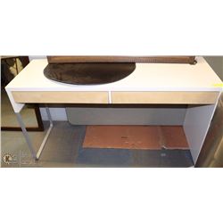 WOOD AND METAL DESK WITH PROTECTOR