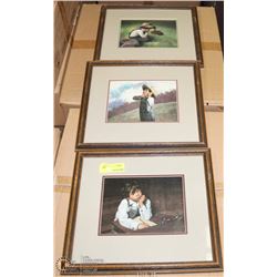 GROUP OF 3 WOOD FRAMED ESTATE PICTURES