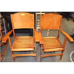 PAIR OF VINTAGE WOOD FOLDING ARM CHAIRS