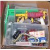 Image 1 : BOX W/SORTED TOOLS & HARDWARE IN CLEAR