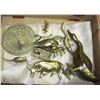 Image 1 : FLAT OF 10 BRASS ANIMALS AND A SUN DIAL INCL