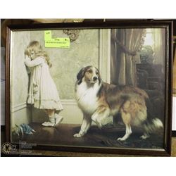 GIRL & HER DOG FRAMED PRINT