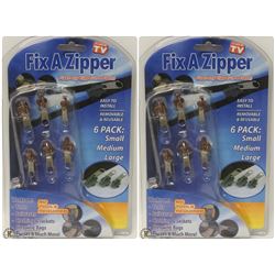 TWO 6 PC FIX A ZIPPER REPAIR KITS