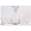 Image 1 : CRYSTAL ETCHED DECANTER WITH FOUR GLASSES.