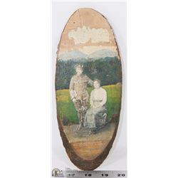 ANTIQUE TREE BARK PAINTING OF A COUPLE