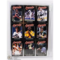 LEGENDS 9 CARD UNCUT SHEET WAYNE GRETZKY/JOE