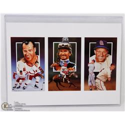 LEGENDS POSTCARD UNCUT 3 CARD SHEET - GORDIE HOWE.