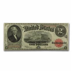 1917 $2.00 Legal Tender Jefferson AU (Bracelet Back) Large Note