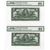 Image 1 : Bank of Canada, 1937 High Grade Sequential Banknote Pair.