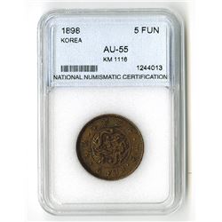 Korea, 1898 5 FUN, KM-1116, NNC graded AU-55