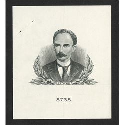 Jose Marti Proof Vignette Essay By Security BNC for Proposed Unissued Banknote.