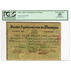 Ylustre Ayuntamiento de Matanzas, 1880 Issued Circulating Bond.