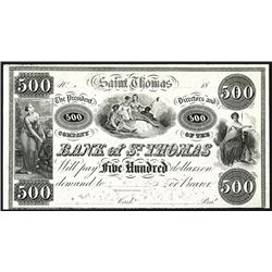 Bank of St. Thomas, 18xx (ca.1840-50's) Proof Banknote.