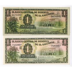 Banco Central de Reserva de El Salvador, 1955-1957, Pair of Issued Notes