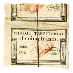 France, Mandat  Territorial 1796 Banknote.