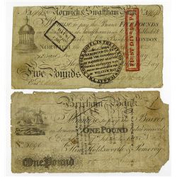 Early English Banknote Pair, ca. 1818-22.