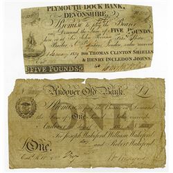 Early English Banknote Pair, ca. 1819-21.