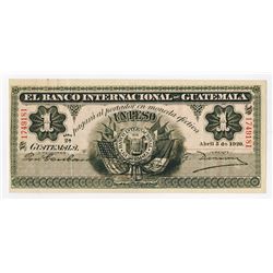 Banco Internacional de Guatemala, 1920, Issued Note.