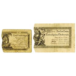 Kingdom of Sardinia, 1792-1794, Pair of Issued Notes