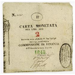 Palmanova, Commissione Di Finanza, 1848 Issue Banknote.