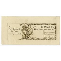 Regie Finanze-Torino, 1765 Issue Banknote.