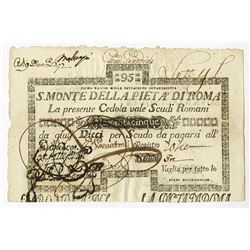 S. Monte Di Pieta A' Di Roma, 1792 Issue Banknote.