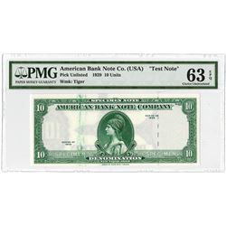 American Bank Note Co.1929 (ca.1960-80's) "Test Note" with "Tiger" Watermark Used on Malaysia Bankno