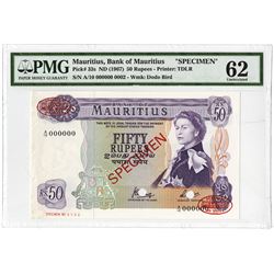 Bank of Mauritius, 1967 ND Specimen Banknote.