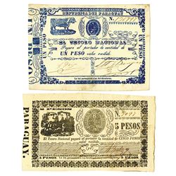Republica del Paraguay, ND (1865) Issued Banknote Pair.