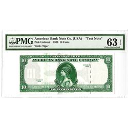 American Bank Note Co.1929 (ca.1960-80's) Sample "Test Note" with "Tiger" Watermark.