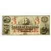 Image 1 : State of Florida, 1864 $3 Issued Obsolete Banknote.